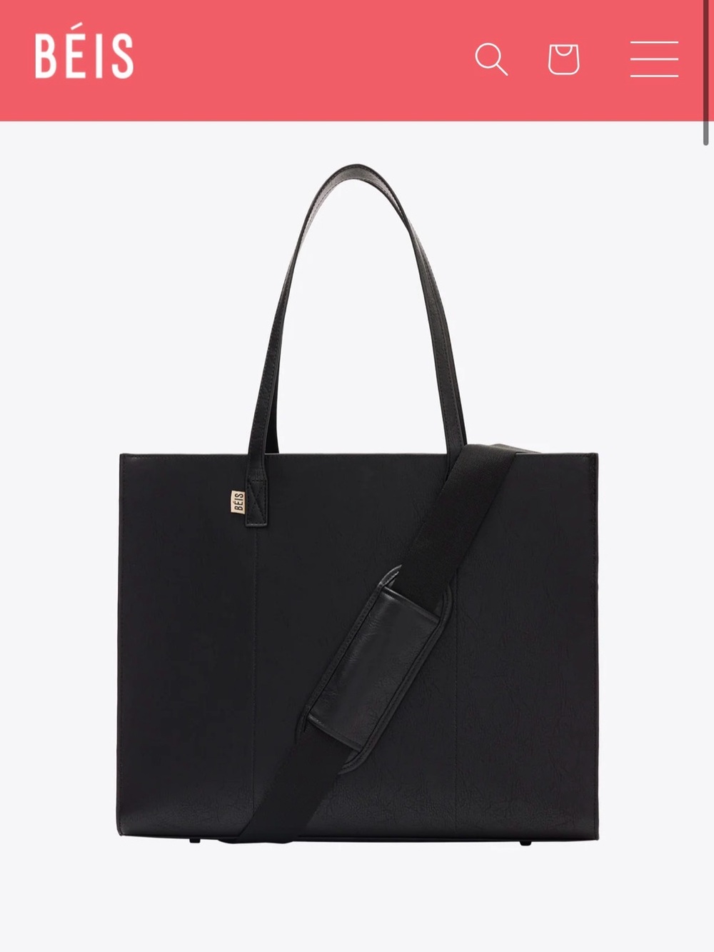 BÉIS The Large Work Tote in black vegan leather